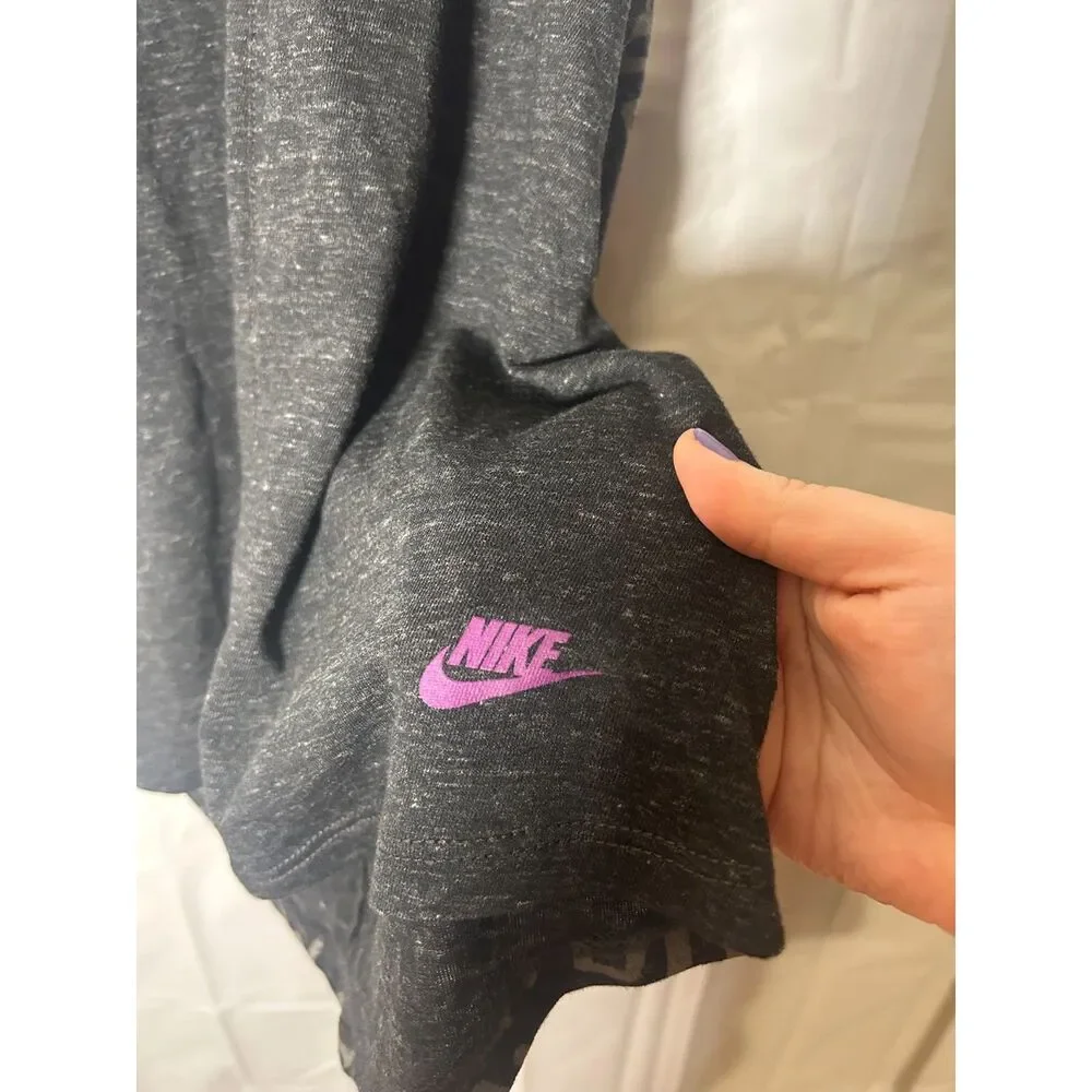 Nike Kids Large Heather Charcoal Gray Graphic Athletic Racerback Tank Top